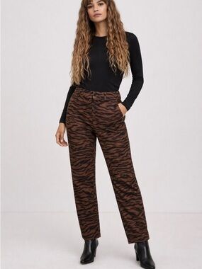 ZARA ANIMAL PRINT BARREL PANTS CROPPED TROUSERS SIZE SMALL NEW